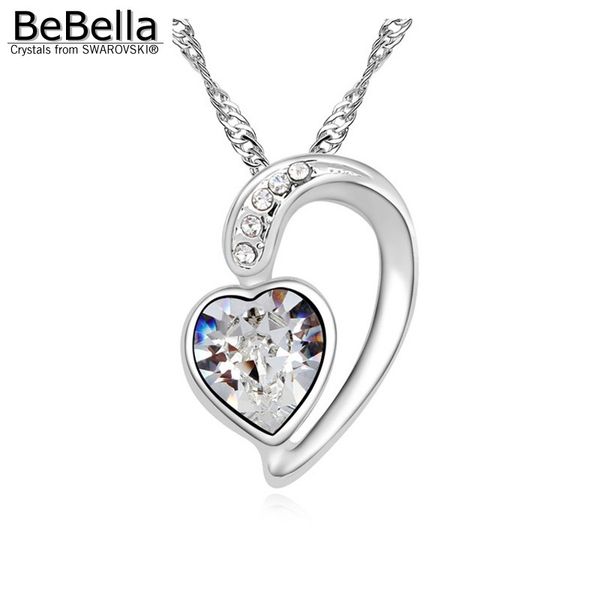 

bebella crystal heart pendant necklace made with austrian crystals from for women gift, Silver