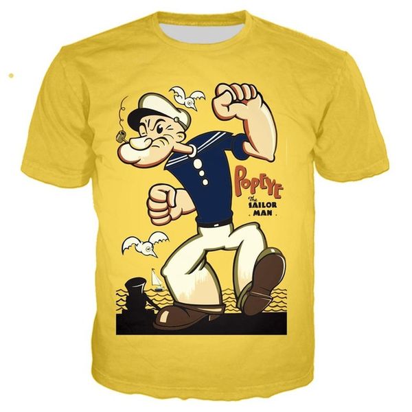 

new popeye summer punk crewneck oversized 5xl 3d print shirts hippie comics horror men clothing