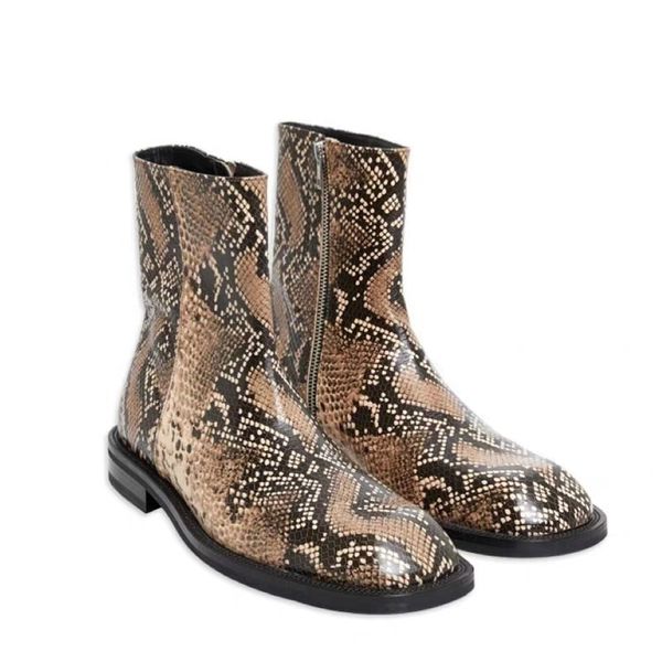 

new women casual boots comforatble walking boots snake pattern soft flat low heel winter warm, Black