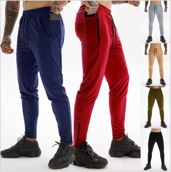 

running pants mens sweatpants joggers sport fitness jogging men sports trousers track bottom with pockets and zippers male, Black;blue