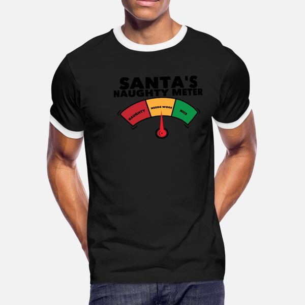 

santa's naughty meter t shirt men knitted cotton round collar male famous comfortable summer style natural shirt