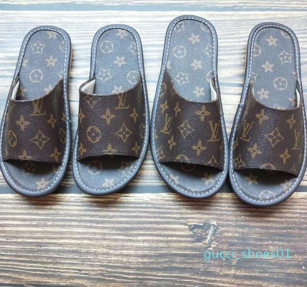 

2020 новые поступления mens женщин лето сандалии пляжа slide casual тапочки женская обувь комфорт печати кожа цветы bee 36-46c4 g01, Black