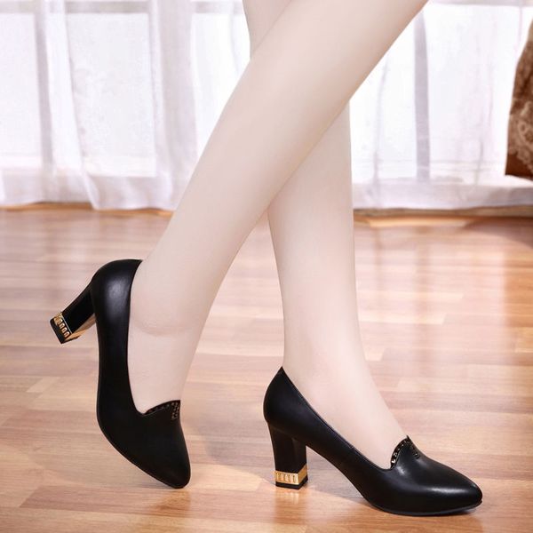 

marlisasa женщины cute сладкий черный круглый toe кожа pu шпильках для дамы офис бежевый комфорт обувь партии сальто alto h6194, Black