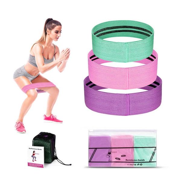 

полосы 3шт унисекс сопротивления эластичной ткань booty bands набор покрытие круг loop workout для bulegs бедра хипа-тренера