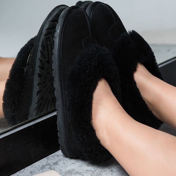

vallu2020 winter snow boots fur one large size wild home outdoor wool peas shoes short boots bread shoes cotton, Black