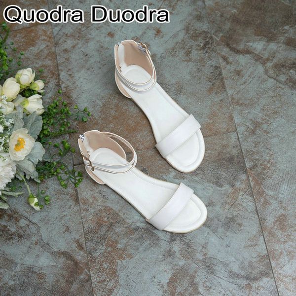

sandals women flat shoes summer buckle open toe gladiator plus size 33-43 42 white black basic solid female causal ladies