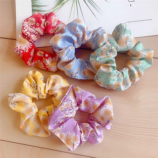 

ins women scrunchy hair band daisy print hair ring designer ponytail holder stretchy girls large intestine hairbands accessories new d81201, Slivery;white