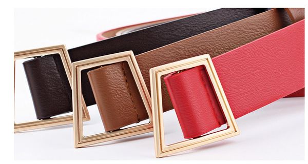 

new fashion women designer trapezoidal casual ladies belts for jeans modeling belts without buckles leather belt cinturon mujer, Black;brown