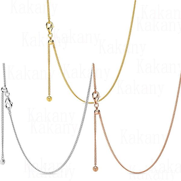 

kakany new classic base chain with sliding buckle adjustable length rose gold, silver, curb chain necklace diy with fine jewelry