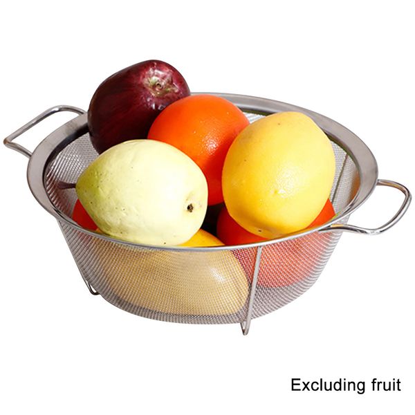 

solid kitchen strainer perforated with handle non slip stainless steel colander