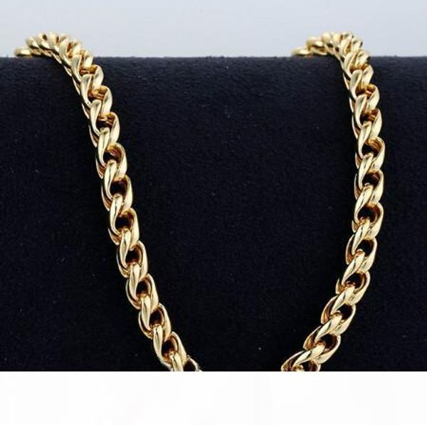 

wholesale-5mm mens chain boys jewellery wheat link yellow gold filled gf necklace customized wholesale jewelry ing, Silver