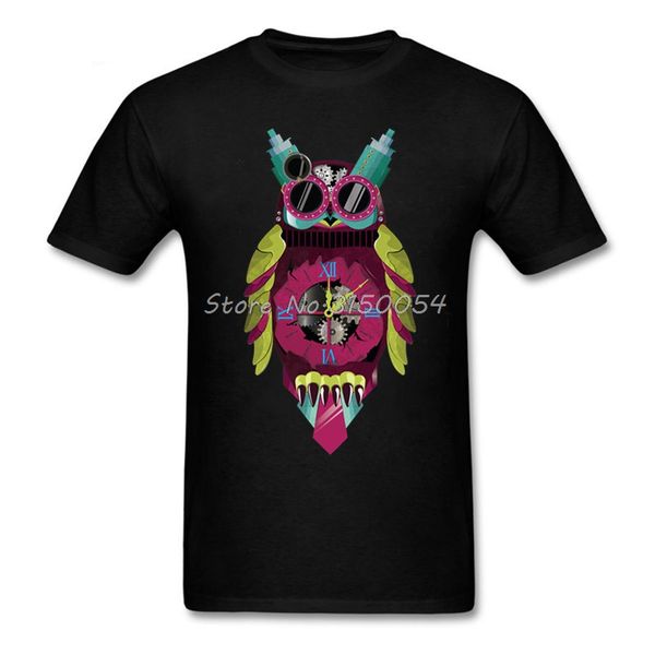 

elegant cute steampunk owl t shirt male fashion men o-neck short sleeve cotton t-shirt man steampunk tshirt tees harajuku