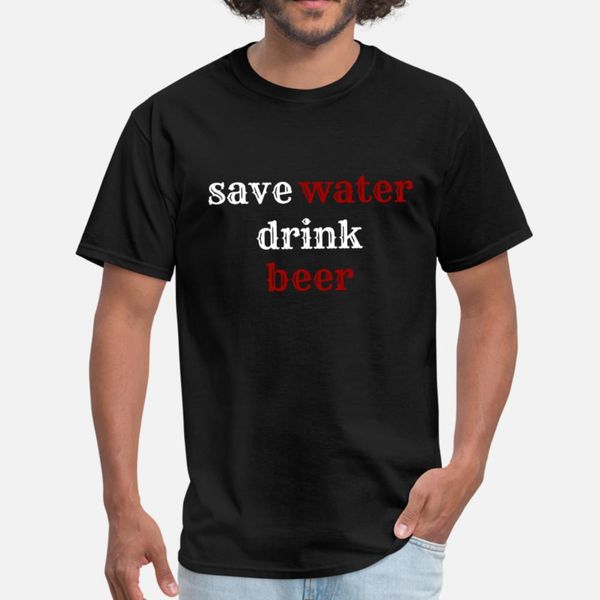 

save water drink beer t shirt men character tee shirt round collar clothing graphic authentic summer natural shirt