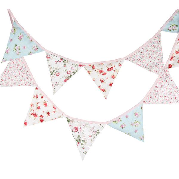 

party double sided flag wedding decoration fabric bunting shabby chic floral