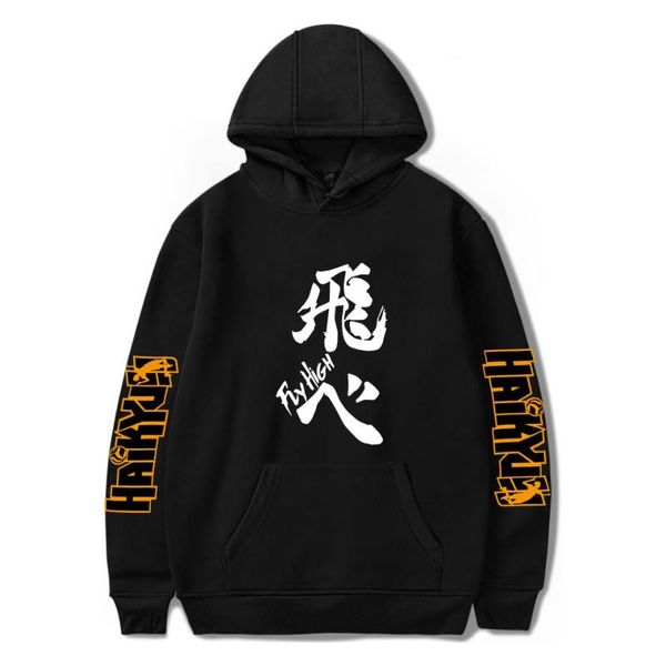 

haikyuu hoodies sweatshirts men/women hip hop streetwear hoodie anime print plus size autumn winter hoodies men's sweatshirts, Black