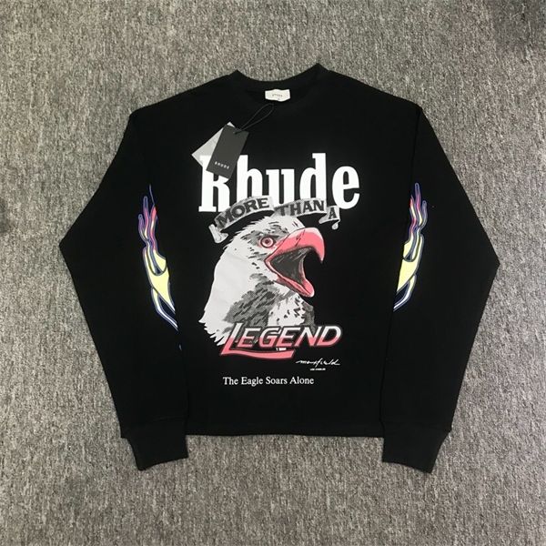 

t shirts rhude printed max 0924 men women x long sleeve tees quality streetwear hiphop men cotton t shirt rhude eagle gdeld, Black