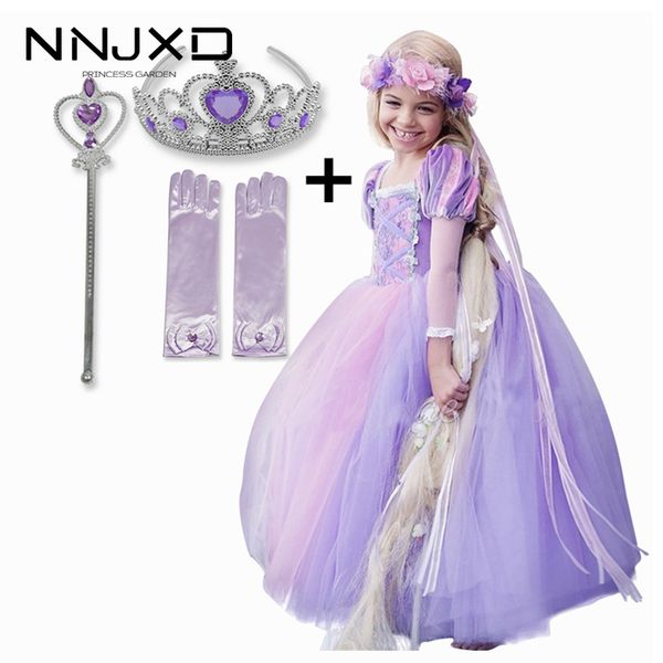 

fancy tangled purple role-play dresses for girls girl chiffon long-sleeve princess dress children halloween christmas costume, Red;yellow