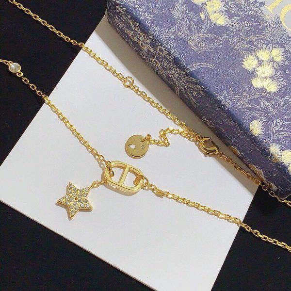 

d home pentagram star cd letter necklace female choker high version, Silver