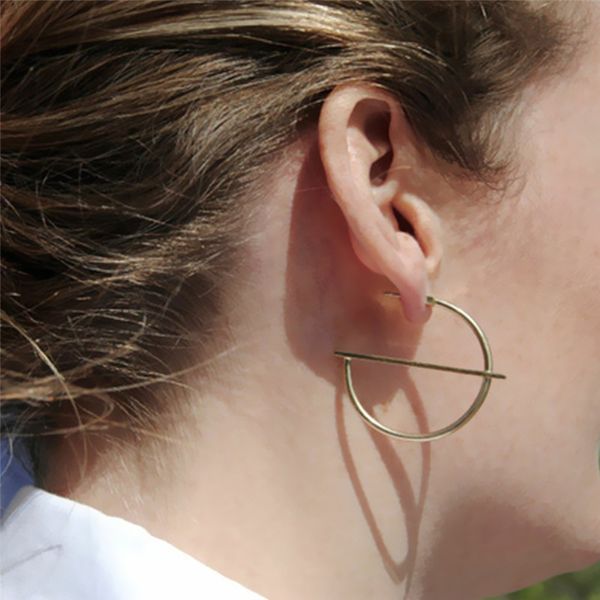 

dangle & chandelier fashion statement earrings geometric metal exaggerated big circle round drop for women club party jewelry gift, Silver
