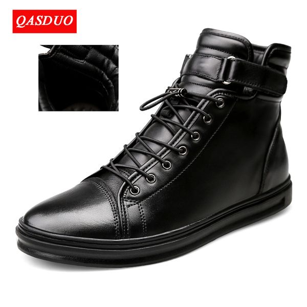 

boots qasduo cowhide genuine soft leather lace-up pointed toe flats oxfords ankle for men, Black