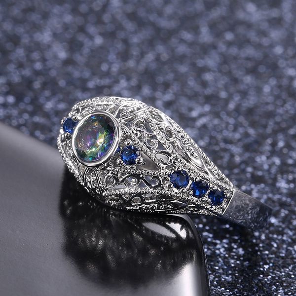 

Brand Delicate Ethnic Women Ring Special-interest Wedding Rings Colored Zircon Stone Simple Design High Quality Female Jewelry
