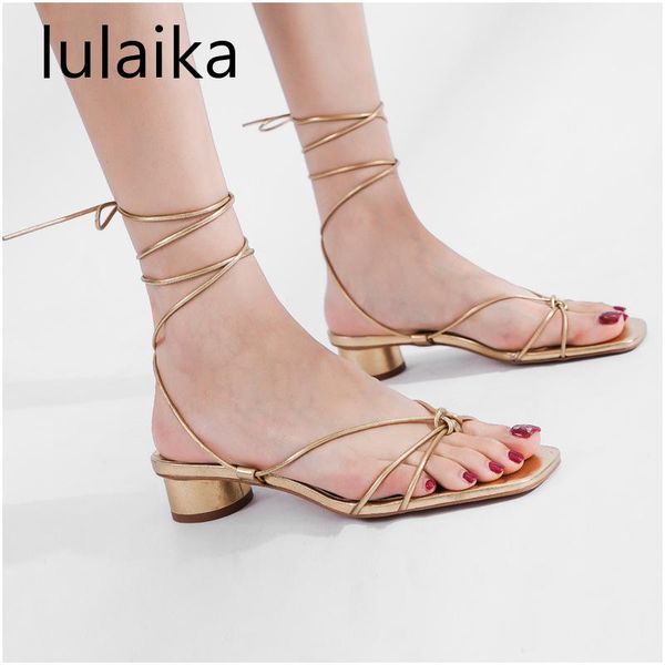 

2020 summer low heel ankle strap sandals open toe gladiator women casual lace up platform shoes narrow band sandal size 34-40, Black