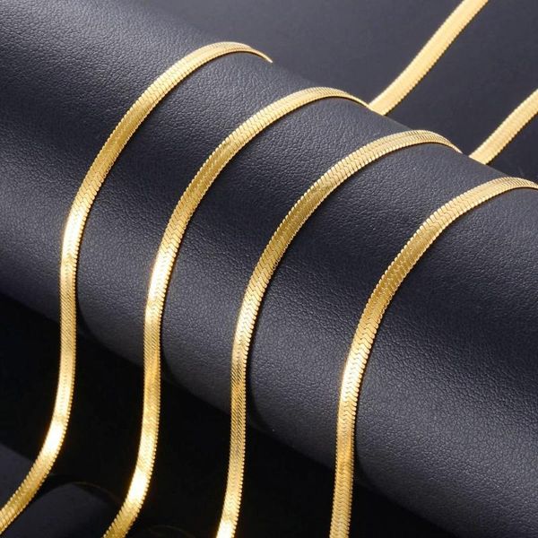 

stainless steel gold flat snake chain fashion women models jewelry, Silver