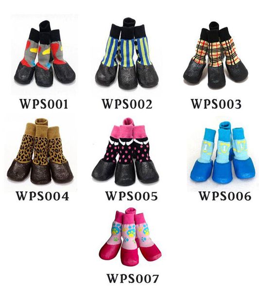 

4pcs/set pet snow boots cotton socks large and small dog waterproof rain shoes non-slip rubber puppy outdoor socks