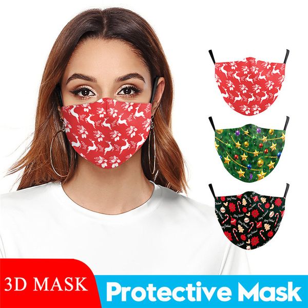 

2020 european and american christmas masks for men and women christmas tree santa claus moose print masks holiday masks