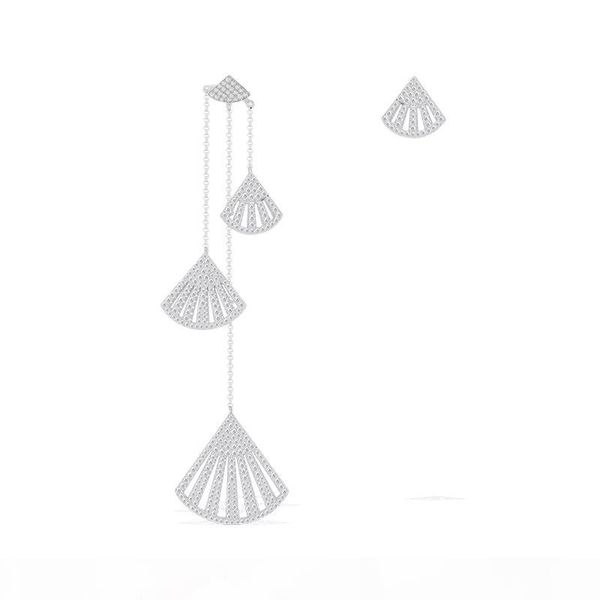 

charming women jewelry white gold plated full cz fan shape earrings necklace for girls women nice gift for friend, Golden;silver