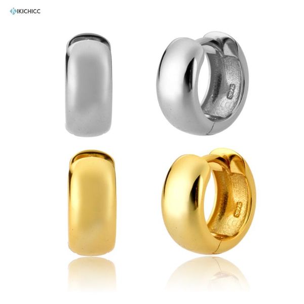 

kikichicc 925 sterling silver 10мм thicker большой huggies 2020 rock punk обручи свадеб пронзительный pendiente ювелирные изделия для женщин, Golden;silver