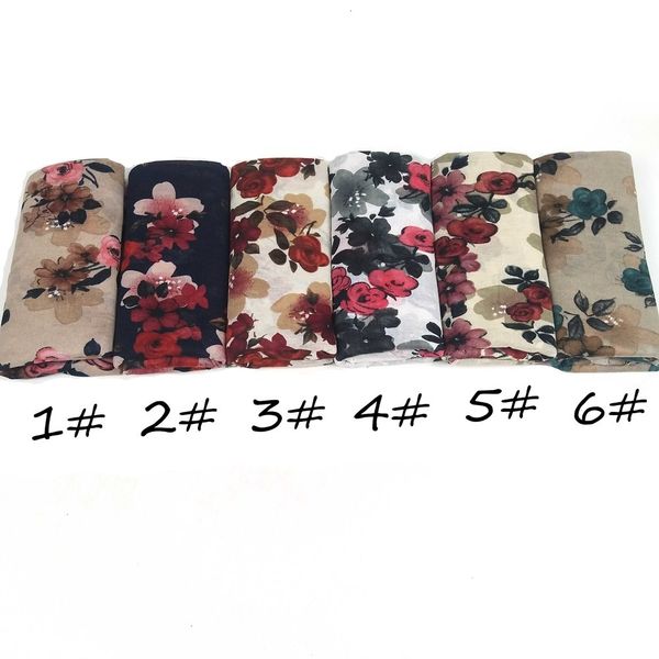 

f12 flower printed jersey scarf cotton plain elasticity shawls maxi hijab muslim head wrap long scarves/scarf julf
