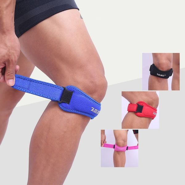 

adjustable patella strap outdoor sport knee protector guard running support pad sports safety fitness sport knee pads protection, Black;gray