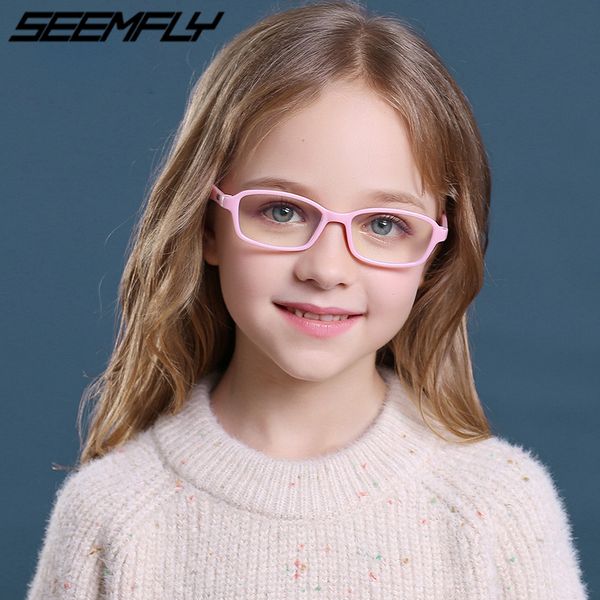 

seemfly kids silicone anti blue light blocking glasses ultralight eyeglasses frame computer game goggle spectacle eyewear, White;black