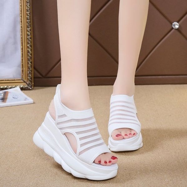 

chunky sandals summer heel sandals wedges sandalen dames 2020 chaussure pour femme espadrilles sandalias woman shoes, Black