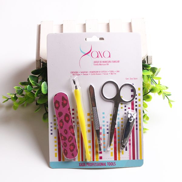 

nail art kits 5pcs manicure set care pedicure beauty tools clipper cutter scissor eyebrow tweezer v cuticle pusher file
