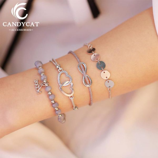 

fashion silver color beads chain bracelets sets charm bracelets for women friendship fashion beach jewelry accessories, Black