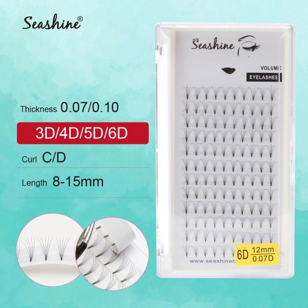 

false eyelashes seashine short stem lashes extension russian premade volume fans 3d/4d/5d/6d pre-fanned eyelash