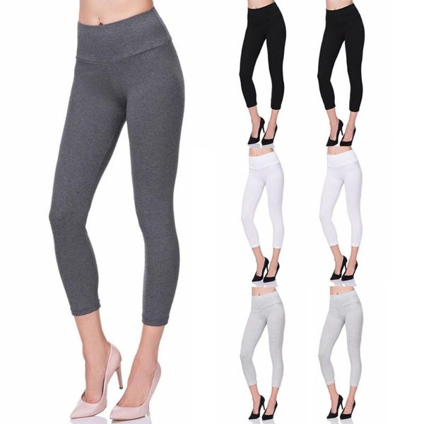 

calf-length yoga running legging capri sport pants women fitness gym high waist legging girl black 3/4 yoga pants #4, White;red