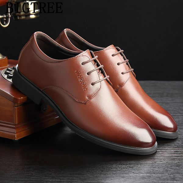 

dress shoes office men classic luxury business mens formal genuine leather 2021 brown coiffeur elegant for buty, Black
