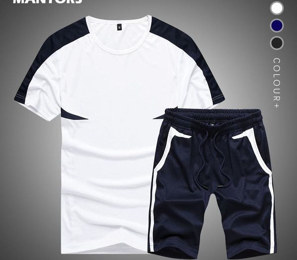 

summer casual mens tracksuit clothing men set fitness sports suit man 2020 brand short set t-shirt sportswear two piece set t200709, Gray
