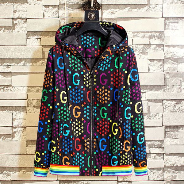 

20s fashion mens jacket with hooded 2020 new arrival mens womens autumn jackets letter printed casual hoodie jackets size m-3xl, Black;brown