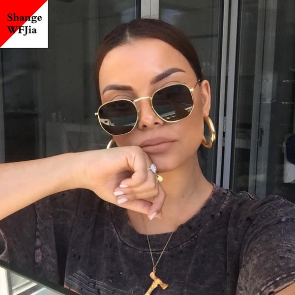 

2020 hexagon sunglases women brand mannen man driving shades male sunglasses for men's glasses gafas de sol uv400, White;black