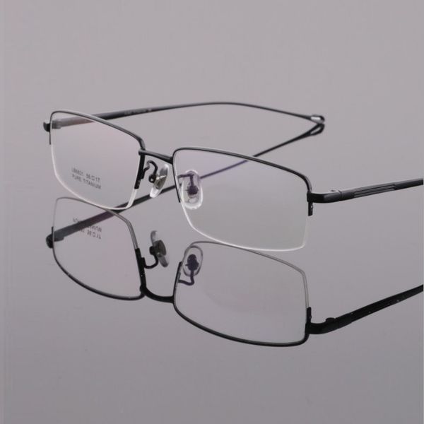 

width-140 overall temple men glasses eyewear frames titanium business half rim opital myopia prescription eyeglasses eyewear new, Black