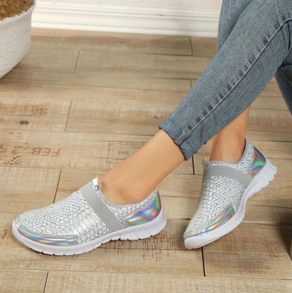 

2020 spring women sneakers shoes women breathable mesh shoes ballet flats ladies slip on flats loafers plus size 7698, Black