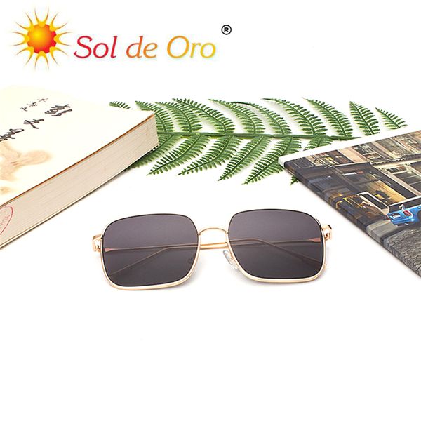 

sol de oro glasses frame square large frame metal sunglasses men women simple fashion glasses gafas de sol los hombres, White;black