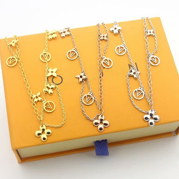 

fashion jewelry sets lady 316l titanium steel four leaf flower v letter 18k plated gold double deck necklaces bracelet earrings 1pc, Black