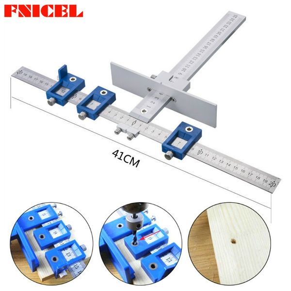 

multifun aluminum drilling punching locator position cabinet hardware jig set drill guide adjustable sliding nut for woodworking