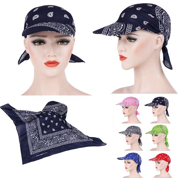 

packable head scarf visor hat with wide brim sunhat women summer beach sun hats uv protection female printed cap, Blue;gray