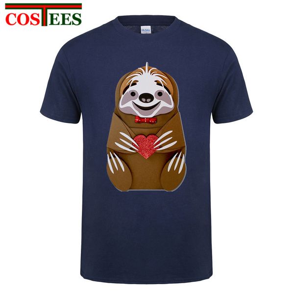 

sport funny kawaii sloth t shirt men origami sloth hug candy pocket t-shirt love heart tshirt vestido de festa camiseta harajuku homme